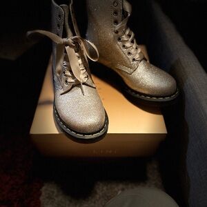 Dr. Martens Silver Glitter Combat Boots